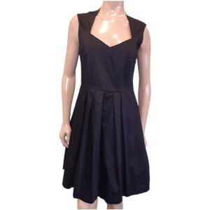 🩵Katherine Barclay Fit & Flare Dress Black Sleeveless Pleated